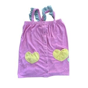 Miki Miette pink button down dress with yellow hearts like new size 6